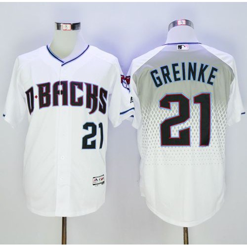 Arizona Diamondbacks #21 Zack Greinke White/Capri New Cool Base Stitched Jersey Men's