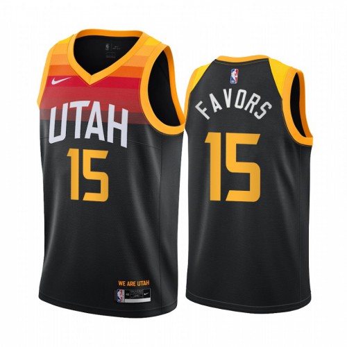 Utah Jazz #15 Derrick Favors Black Womens Swingman 2020-21 City Edition Jersey Womens