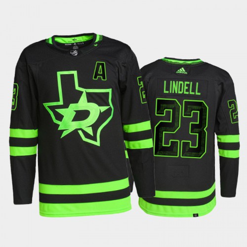 Adidas Dallas Stars #23 Esa Lindell Men's 2021-22 Alternate Authentic Jersey - Black Men's
