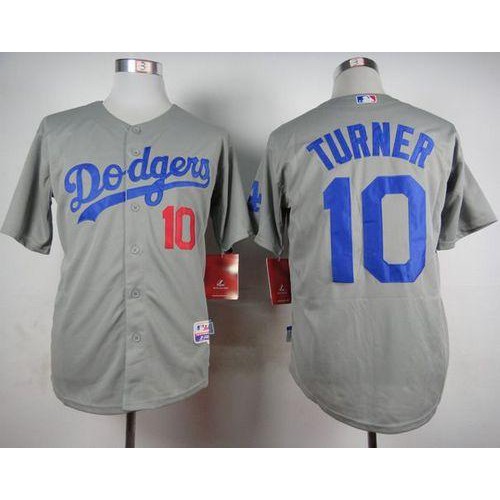 Los Angeles Dodgers #10 Justin Turner Grey Cool Base Stitched Jersey Men's
