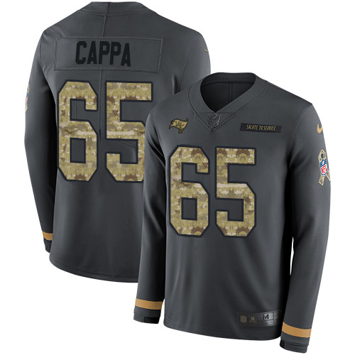 Tampa Bay Buccaneers #65 Alex Cappa Anthracite Salute to Service Youth Stitched Limited Therma Long Sleeve Jersey Youth