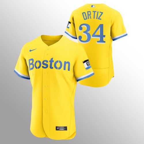 Boston Boston Red Sox #34 David Ortiz Men's 2021 City Connect Gold Authentic Jersey Men's