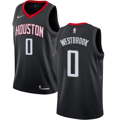 Houston Rockets #0 Russell Westbrook Black Swingman Statement Edition Jersey Mens
