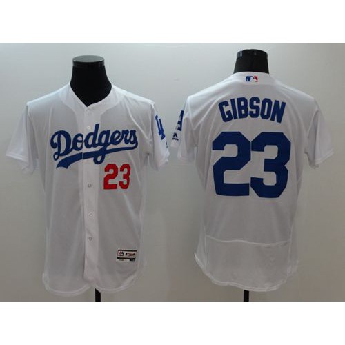 Los Angeles Dodgers #23 Kirk Gibson White Flexbase Authentic Collection Stitched Jersey Men's