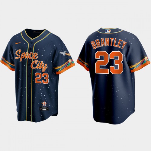 Houston Houston Astros #23 Michael Brantley Navy Men's 2021 City Connect Replica Jersey Men's