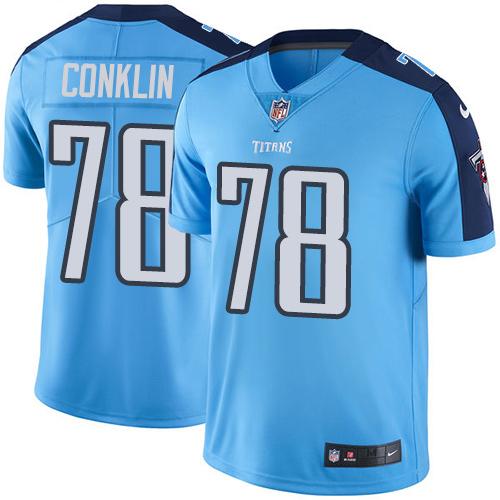 Tennessee Titans #78 Jack Conklin Light Blue Youth Stitched Limited Rush Jersey Youth