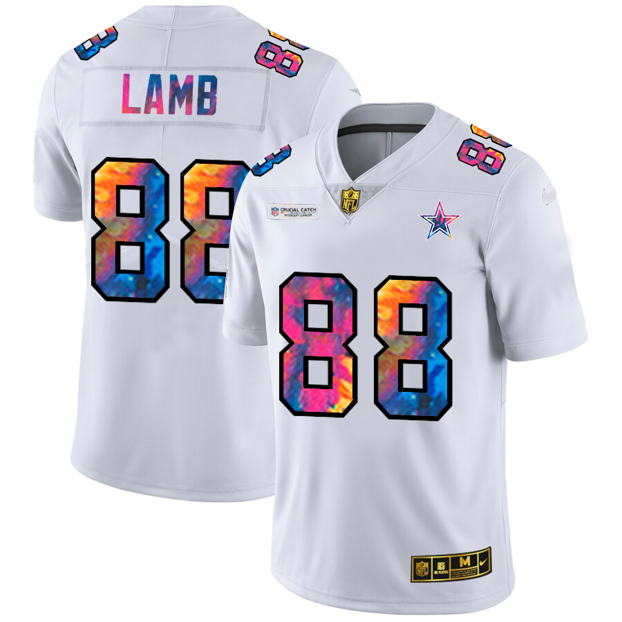 Dallas Cowboys #88 CeeDee Lamb Men's White Multi-Color 2020 Crucial Catch Limited Jersey