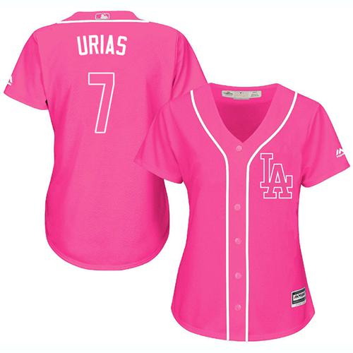 Los Angeles Dodgers #7 Julio Urias Pink Fashion Women's Stitched Jersey Womens