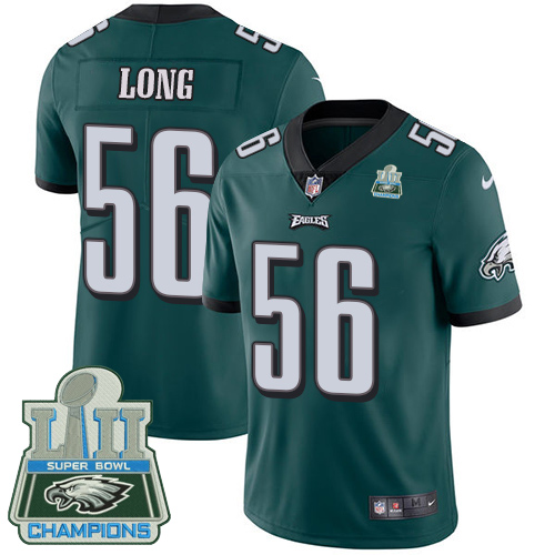 Philadelphia Eagles #56 Chris Long Midnight Green Team Color Super Bowl LII Champions Youth Stitched Vapor Untouchable Limited Jersey Youth