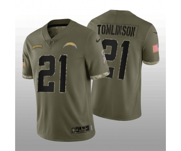 Men's Youth Women's Los Angeles Chargers #21 LaDainian Tomlinson 2022 Olive Salute To Service Limited Stitched Jersey