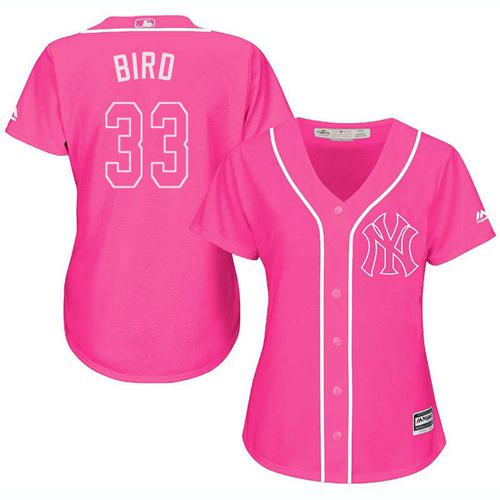 New York Yankees #33 Greg Bird Pink Fashion Women's Stitched Jersey Womens
