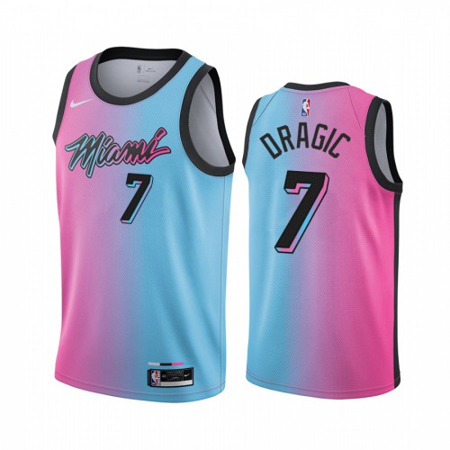 Miami Heat #7 Goran Dragic Blue Pink Swingman 2020-21 City Edition Jersey Mens