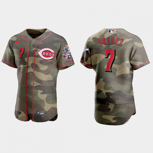 Cincinnati Cincinnati Reds #7 Eugenio Suarez Men's 2021 Armed Forces Day Authentic Jersey -Camo Men's