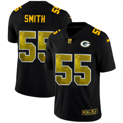 Green Bay Green Bay Packers #55 Za'Darius Smith Men's Black Golden Sequin Vapor Limited Jersey Men's