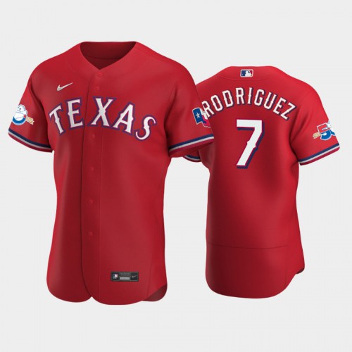 Texas Texas Rangers #7 Ivan Rodriguez Authentic 50th Anniversary Men's Alternate Jersey - Red Men's