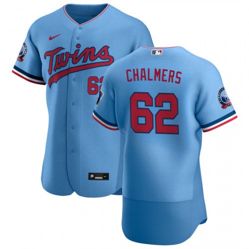 Minnesota Minnesota Twins #62 Dakota Chalmers Men's Light Blue Alternate 2020 60th Season Authentic Team Jersey Men's