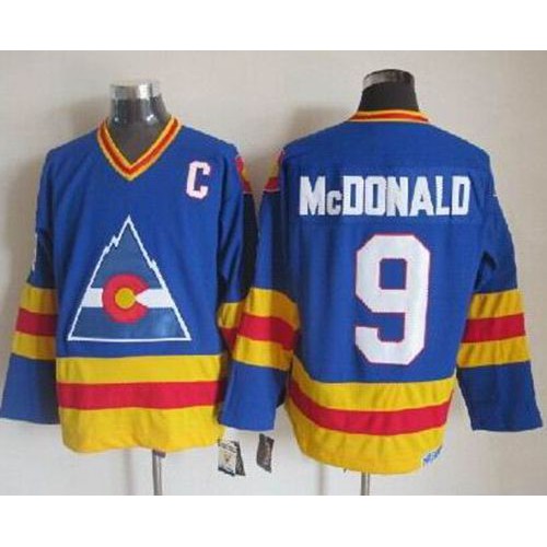 Colorado Avalanche #9 Lanny Mcdonald Blue CCM Throwback Stitched Jersey Men's