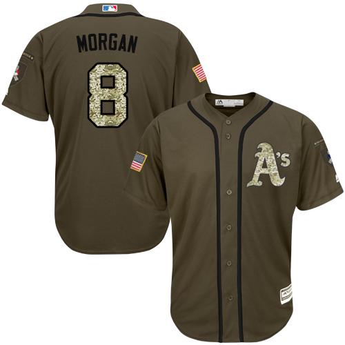 Oakland Athletics #8 Joe Morgan Green Salute to Service Stitched Jersey Men's