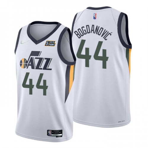 Utah Jazz #44 Bojan Bogdanovic White Mens 2021-22 75th Anniversary Diamond Swingman Jersey - Association Edition Mens