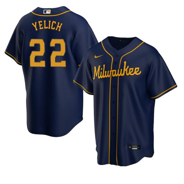 Men's Youth Women's Milwaukee Brewers 22 Replica 2020 Navy Alternate Christian Yelich Jersey