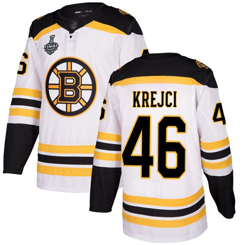 Adidas Boston Bruins #46 David Krejci White Road Authentic Stanley Cup Final Bound Youth Stitched Jersey Youth