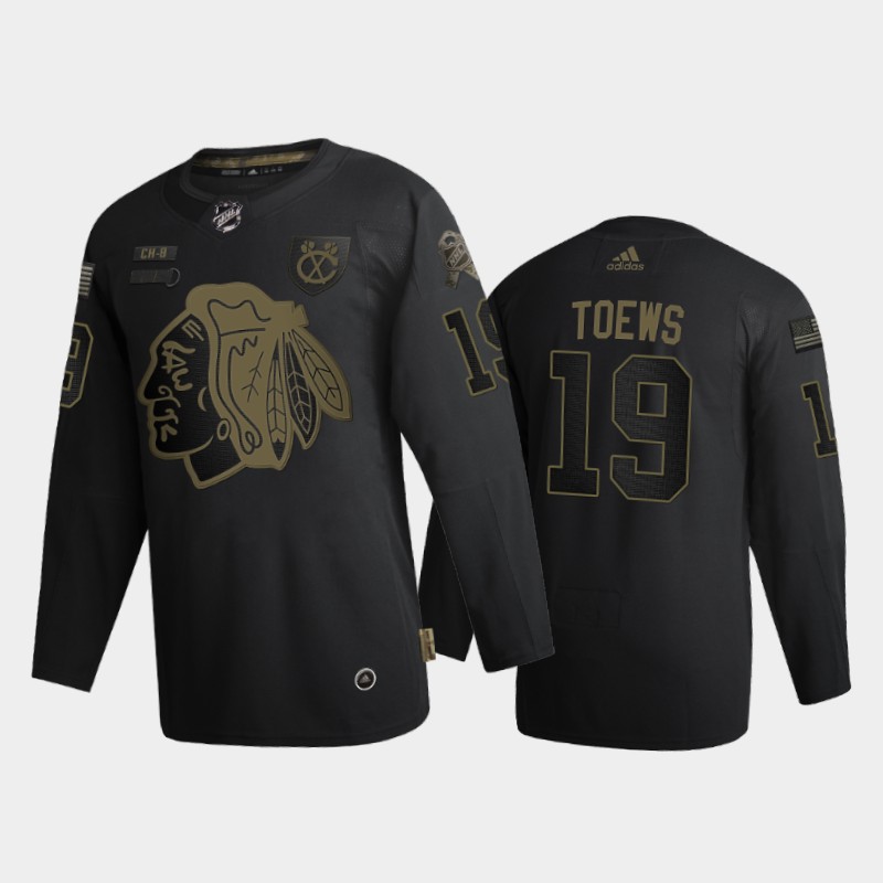 Chicago Blackhawks #19 Jonathan Toews Men's Adidas 2020 Veterans Day Authentic Jersey - Black