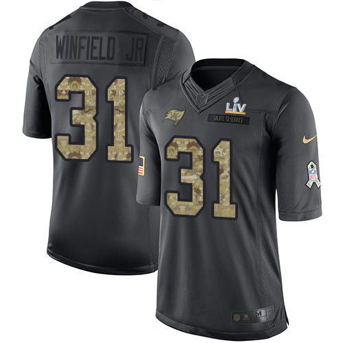 Tampa Bay Buccaneers #31 Antoine Winfield Jr. Black Men's Super Bowl LV Bound Stitched Limited 2016 Salute to Service Jersey Men's