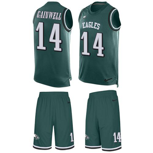 Eagles #14 Kenneth Gainwell Green Team Color Men's Stitched Limited Tank Top Suit Jersey