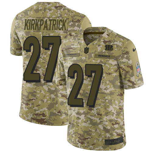 Cincinnati Bengals #27 Dre Kirkpatrick Camo Men's Stitched Limited 2018 Salute To Service Jersey Men's