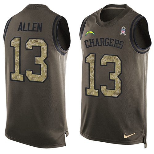 Chargers #13 Keenan Allen Green Men's Stitched Limited Salute To Service Tank Top Jersey