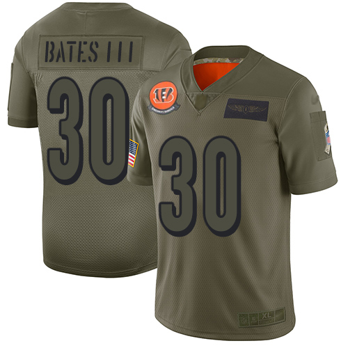 Bengals #30 Jessie Bates III Camo Youth Stitched Limited 2019 Salute To Service Jersey