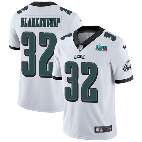 Eagles #32 Reed Blankenship White Super Bowl LVII Patch Youth Stitched Vapor Untouchable Limited Jersey