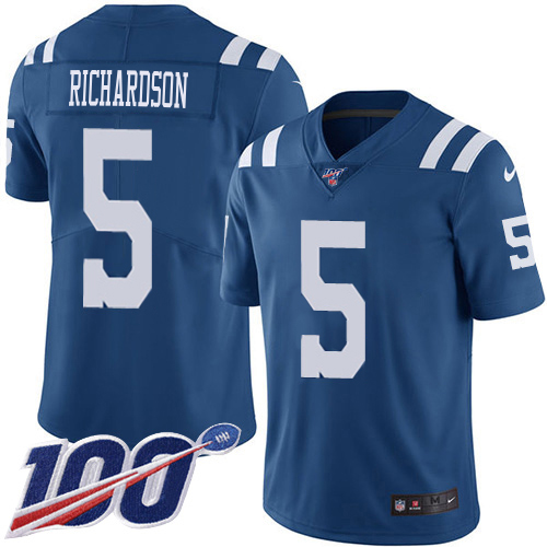 Colts #5 Anthony Richardson Royal Blue Men's Stitched Limited Rush 100th Season Jersey