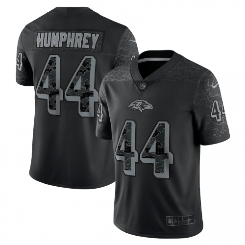 Youth Baltimore Ravens #44 Marlon Humphrey Black Black Reflective Limited Jersey