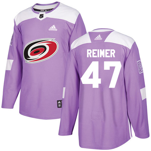 Adidas Carolina Hurricanes #47 James Reimer Purple Authentic Fights Cancer Stitched Youth Jersey Youth