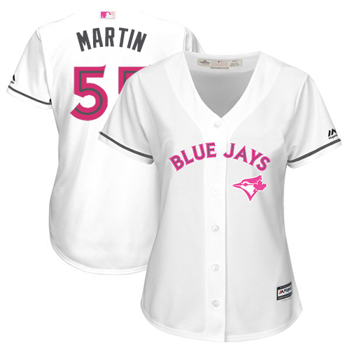 Toronto Blue Jays #55 Russell Martin White Mother's Day Cool Base Women's Stitched Jersey Womens