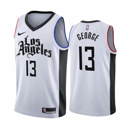 Los Angeles Clippers #13 Paul George 2019-20 White Los Angeles City Edition Jersey Mens