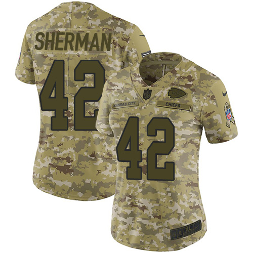 Kansas City Chiefs #42 Anthony Sherman Camo Women's Stitched Limited 2018 Salute to Service Jersey Womens