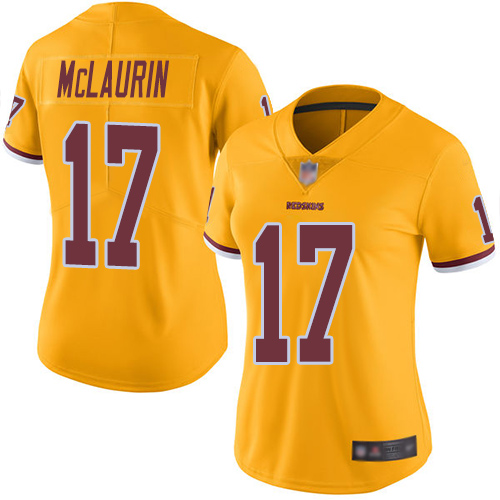 Commanders #17 Terry McLaurin Gold Women's Stitched Limited Rush Jersey