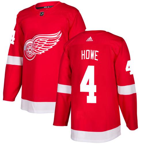 Adidas Detroit Red Wings #4 Gordie Howe Red Home Authentic Stitched Jersey Men's
