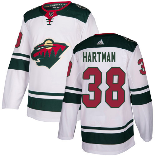Adidas Minnesota Wild #38 Ryan Hartman White Road Authentic Stitched Jersey Men's