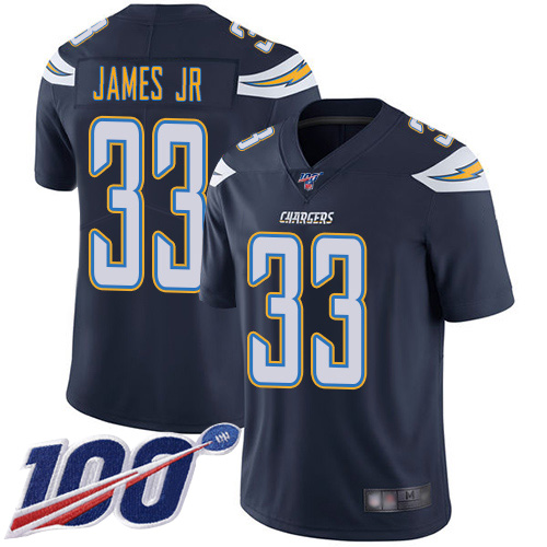 Chargers #33 Derwin James Jr Navy Blue Team Color Men's Stitched 100th Season Vapor Limited Jersey