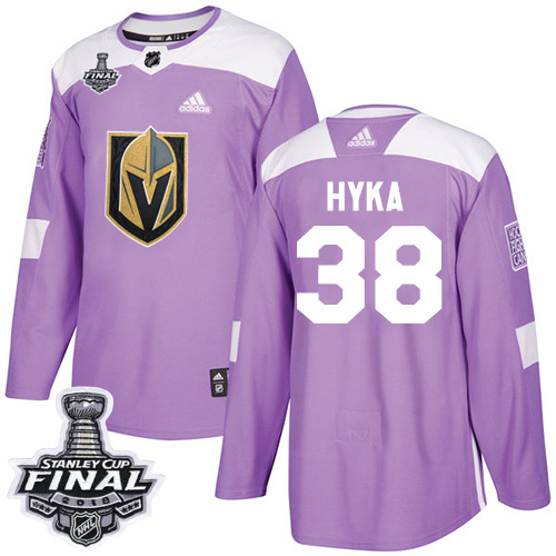 Adidas Golden Vegas Golden Knights #38 Tomas Hyka Purple Authentic Fights Cancer 2018 Stanley Cup Final Stitched Jersey Men's
