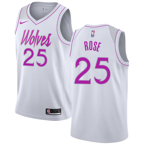 Minnesota Timberwolves #25 Derrick Rose White Swingman Earned Edition Jersey Mens