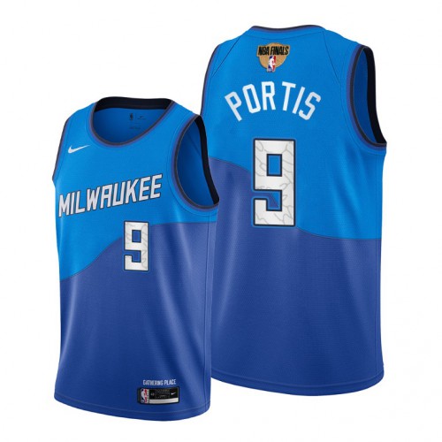 Milwaukee Bucks #9 Bobby Portis Mens 2021 Finals Bound City Edition Jersey Blue Mens