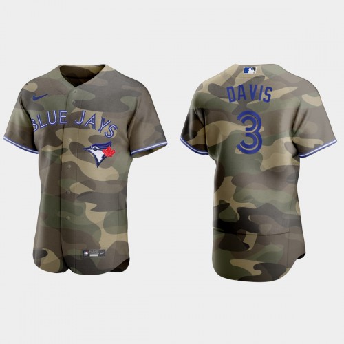 Toronto Toronto Blue Jays #3 Jonathan Davis Men's 2021 Armed Forces Day Authentic Jersey -Camo Men's