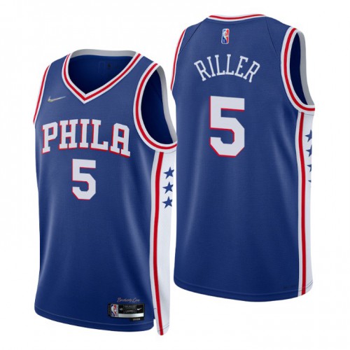 Philadelphia 76ers #5 Grant Riller Royal Mens 2021-22 75th Anniversary Diamond Swingman Jersey - Icon Edition Mens