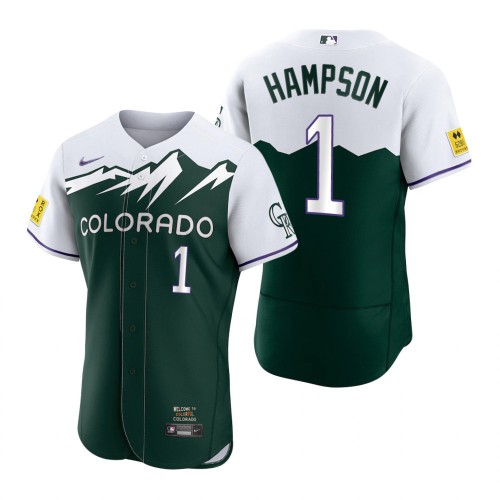 Colorado Colorado Rockies #1 Garrett Hampson Green Men's Authentic 2022 City Connect Jersey Men's