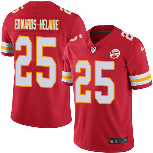 Chiefs #25 Clyde Edwards-Helaire Red Team Color Youth Stitched Vapor Untouchable Limited Jersey