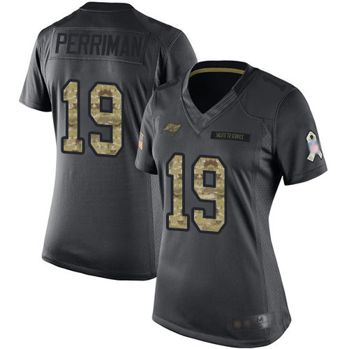 Tampa Bay Buccaneers #19 Breshad Perriman Black Women's Stitched Limited 2016 Salute to Service Jersey Womens